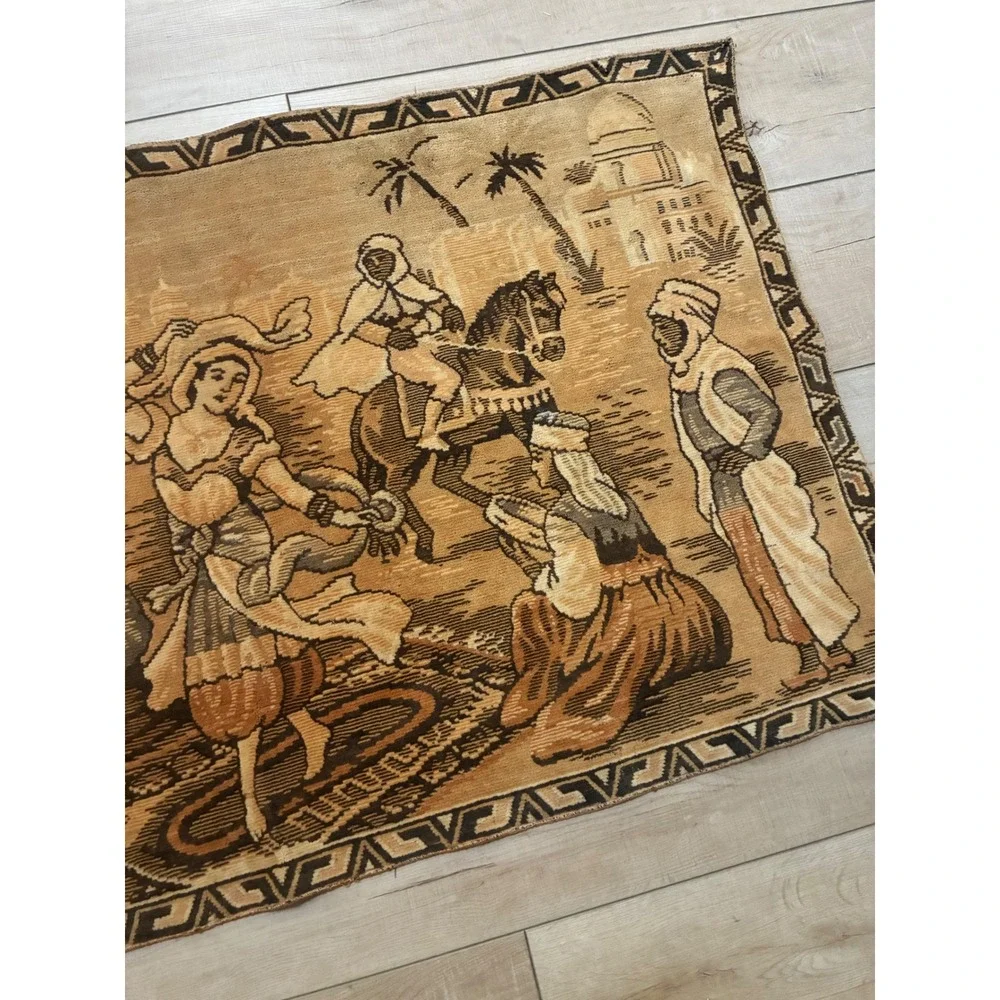 Vintage Tapestry Middle Eastern Desert Scene Wall Hanging Bohemian